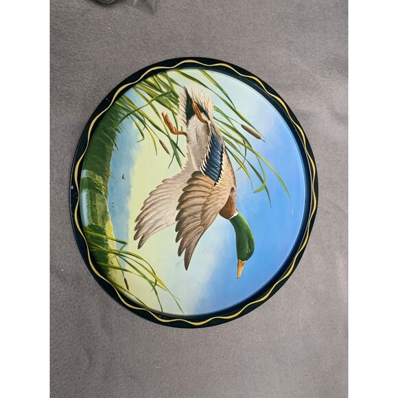 Vintage Metal Duck Themed Wall Decor Plate by James Artig 11" Round Nature Art - Picture 5 of 13